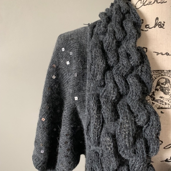 Grey Sequinned Knit Cardigan - Picture 7 of 9